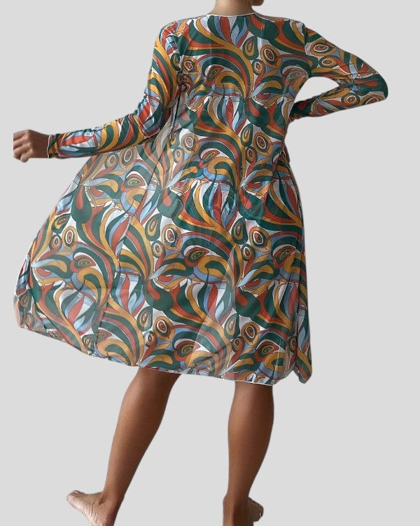 Zara™ – Abstract Print Sleeveless Swimwear with Cover-Up