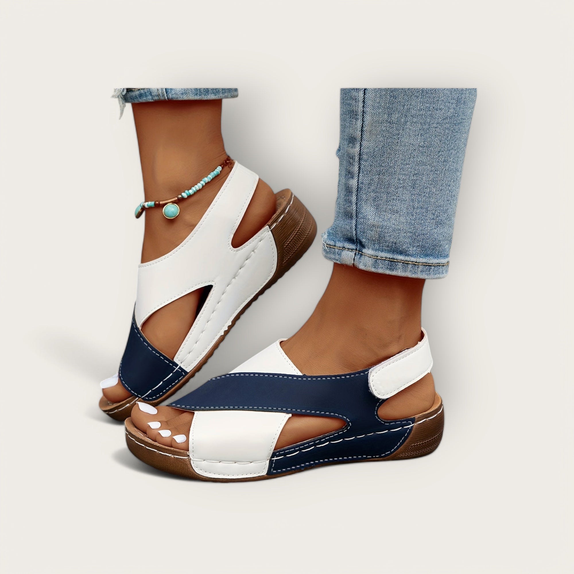 Lina & Loop | Contrast Colour Wedge Sandals