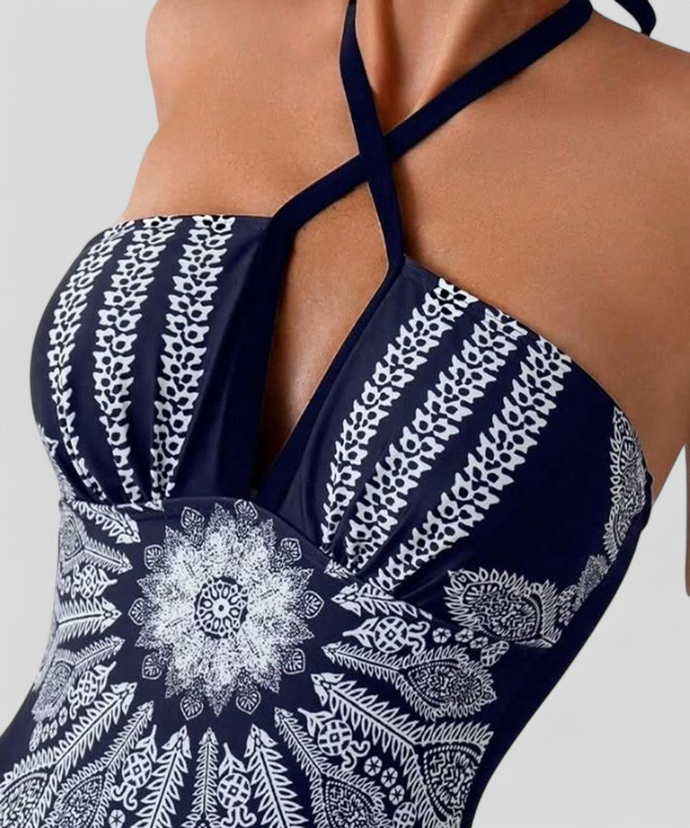 Zara™ – Blue Halter Sleeveless Swimwear