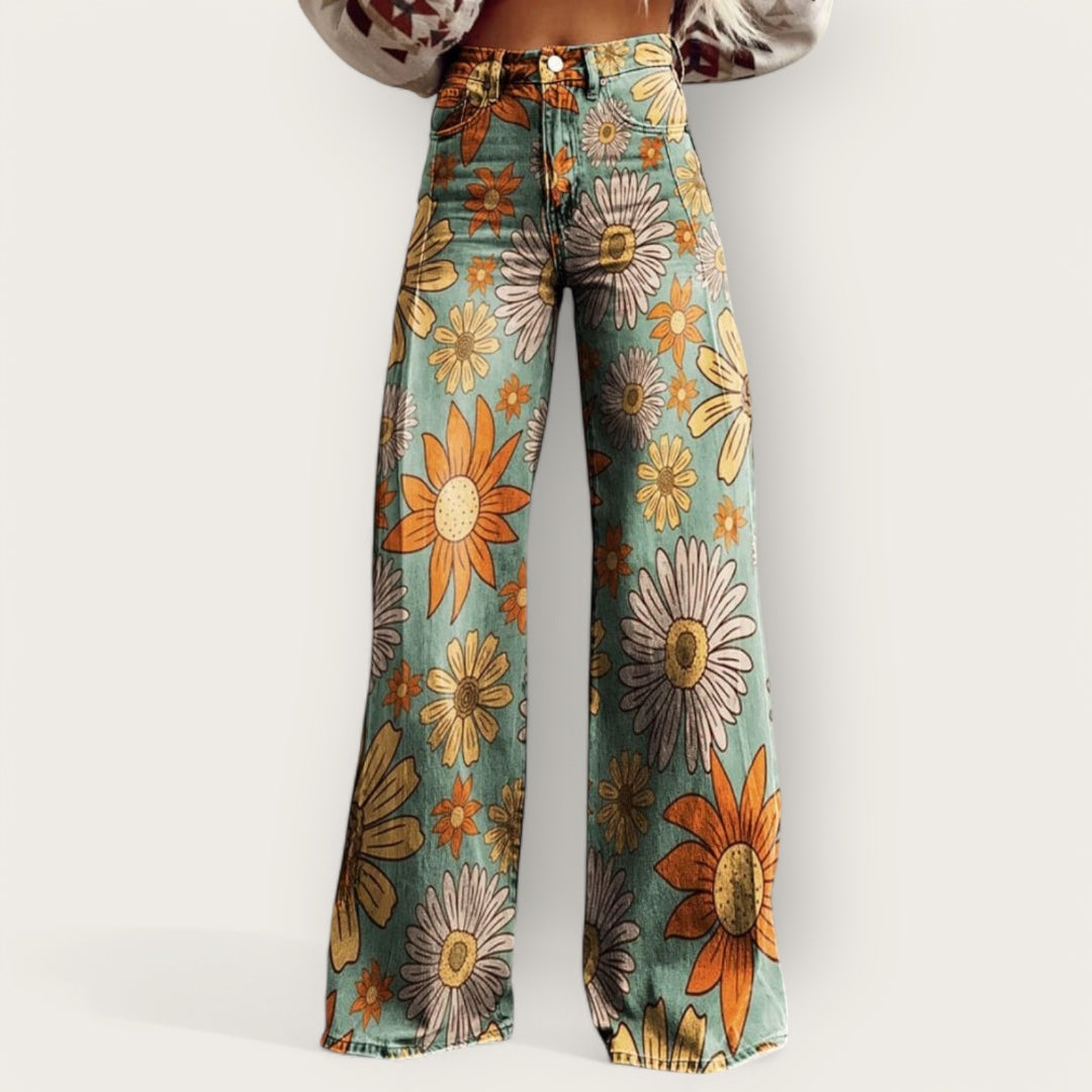 Lina & Loom | Vintage Floral Wide-Leg Trousers