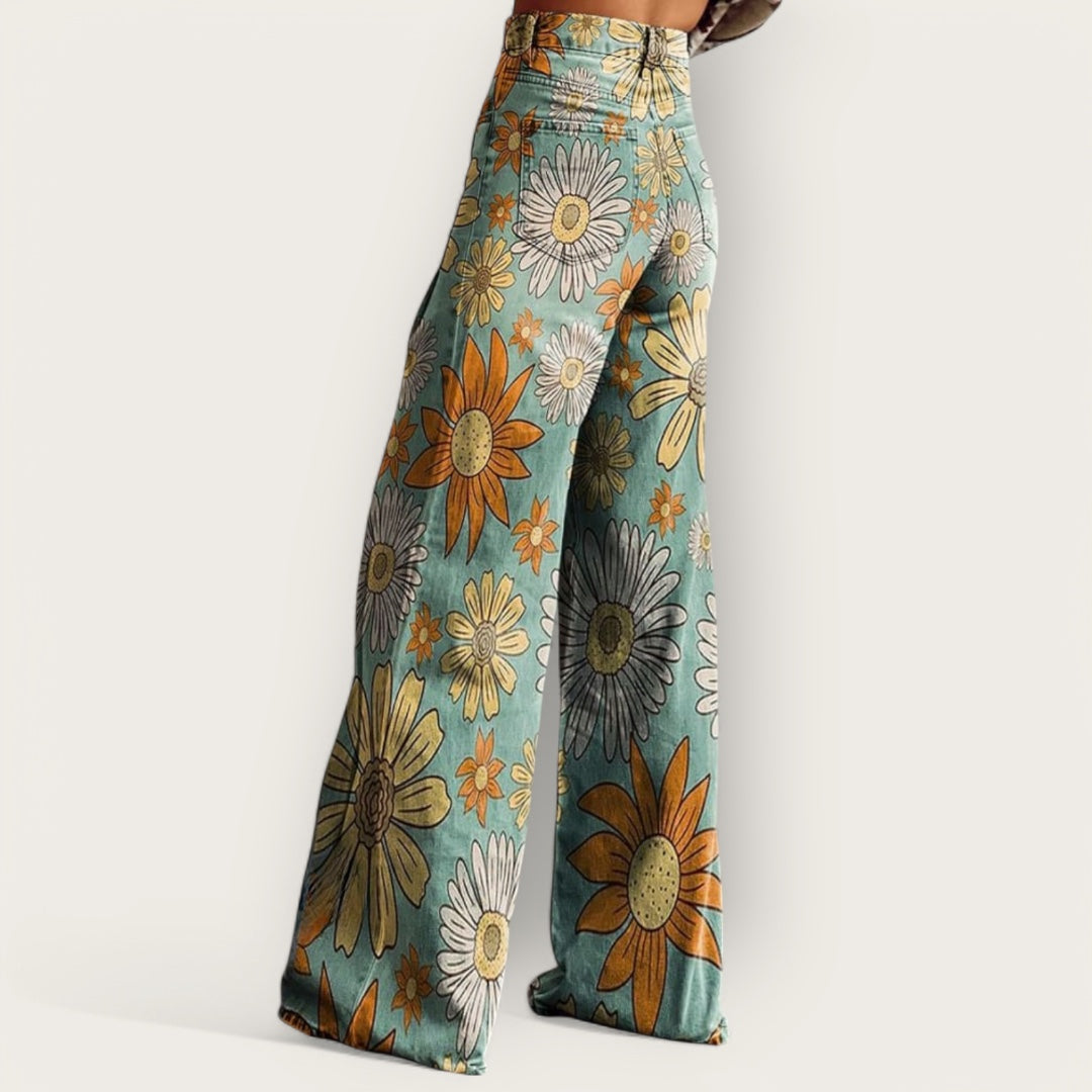 Lina & Loom | Vintage Floral Wide-Leg Trousers