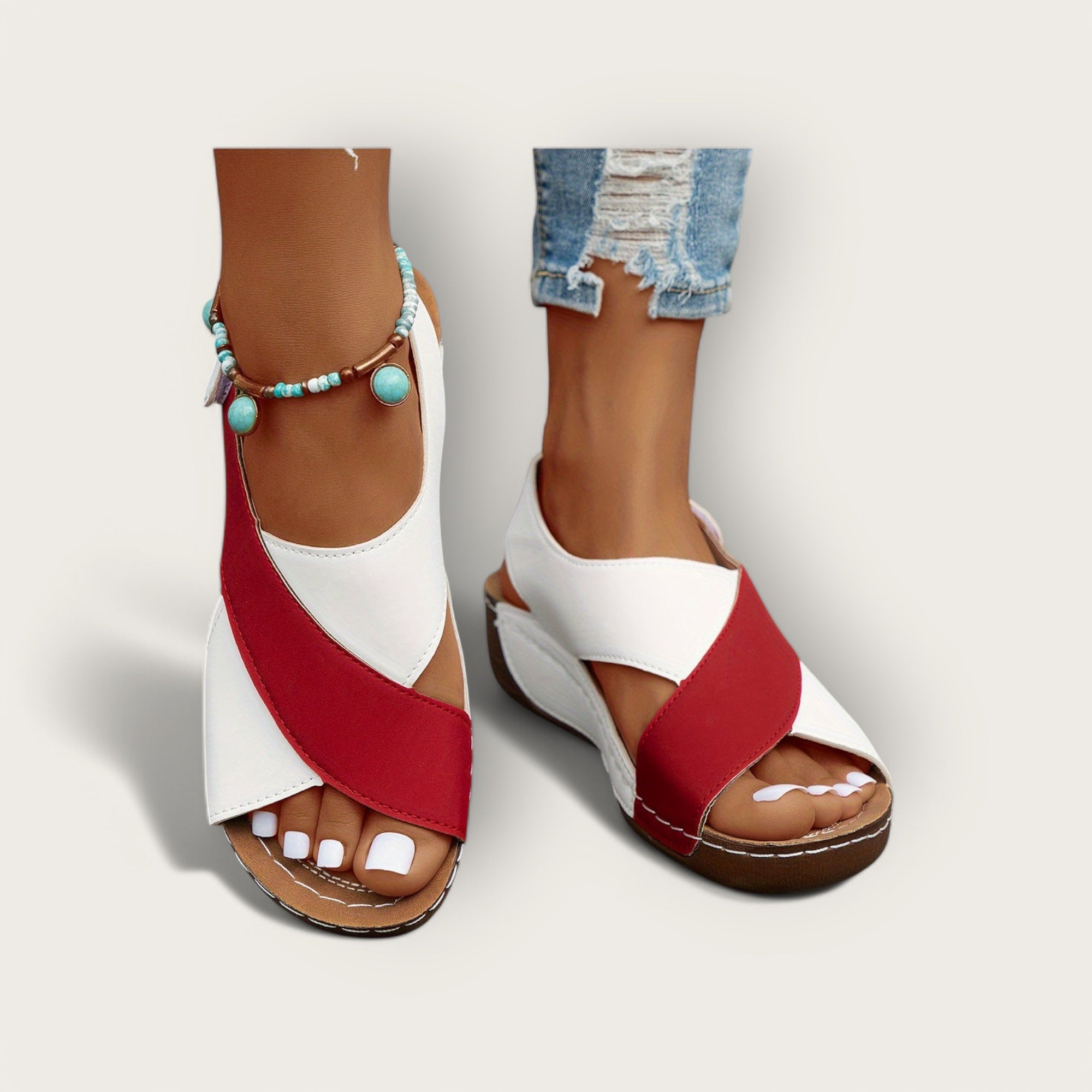 Lina & Loop | Contrast Colour Wedge Sandals