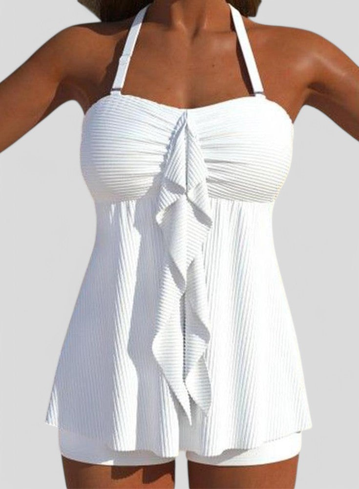 Lily™ – Modern White Halter Swimwear