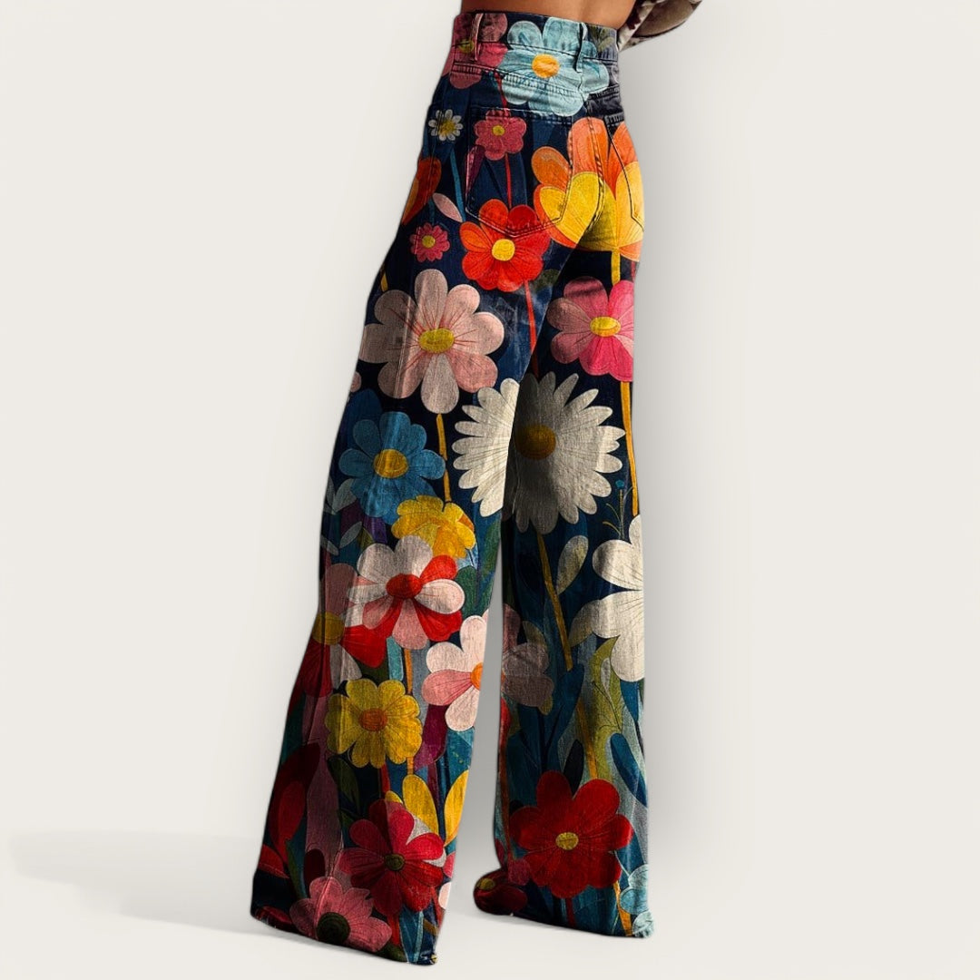 Lina & Loom | Wide-Leg Floral Trousers