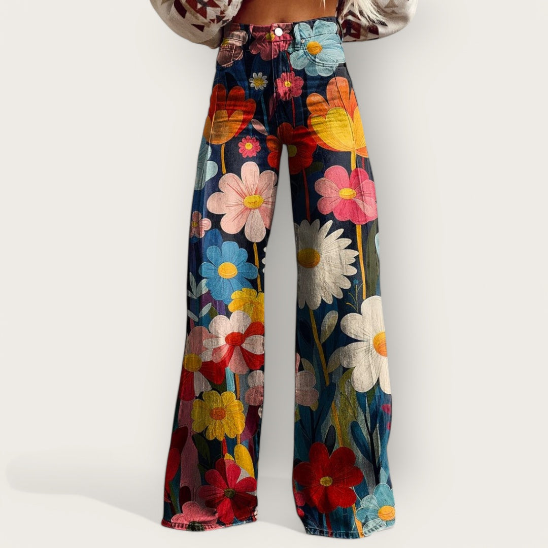 Lina & Loom | Wide-Leg Floral Trousers